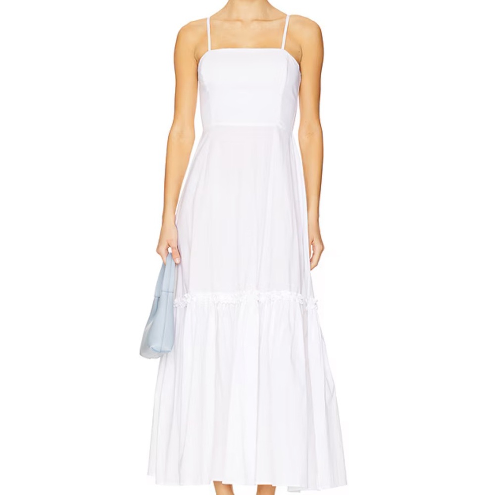 NWOT 0 We Wore What Ruffle Flare Midi Dress in Classic White
